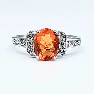 Bright Fire Opal & Diamond Cocktail Ring