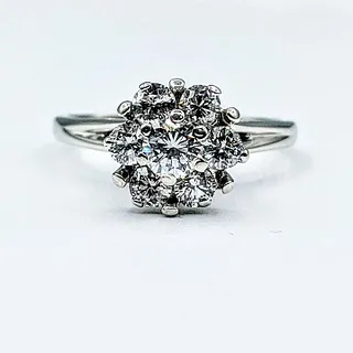 Vintage Brilliant Diamond Cluster Ring