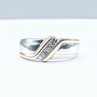 Contemporary Diamond & Two Tone Gold Ring
