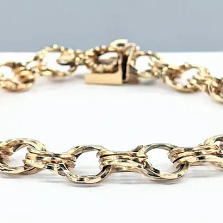 Beautiful Textured 14K Gold Charm Bracelet