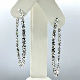 Classic Diamond "Inside / Outside" Hoop Earrings - Extra Large