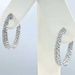 Glittering Pave Diamond "Inside / Outside" Hoop Earrings