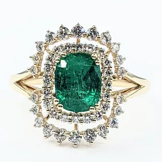 Modern Emerald & Diamond Dress Ring