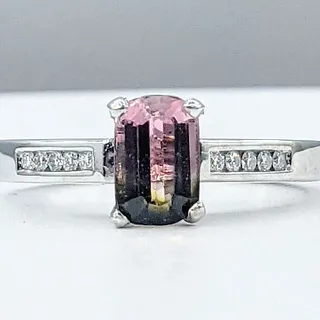 Lovely Bi-Color Tourmaline & Diamond Dress Ring