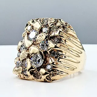 Large & Luxurious Diamond & 14K Gold "Nugget" Statement Ring