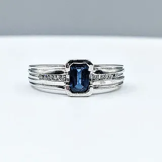 Handsome Sapphire & 14K White Gold Ring