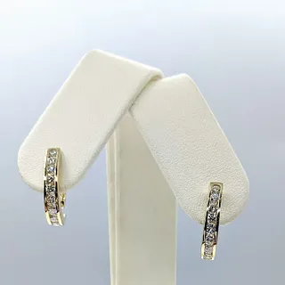 Sparkling Diamond & 14K Gold "J Hoop" Earrings