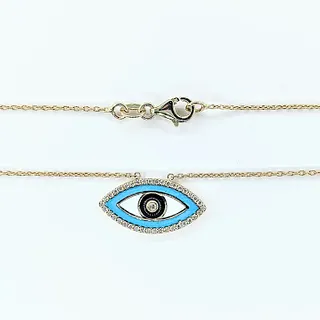 Yellow Gold & Diamond Evil Eye Necklace