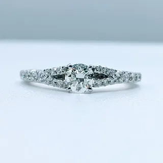 Delicate Brilliant Diamond Split Shank Engagement Ring