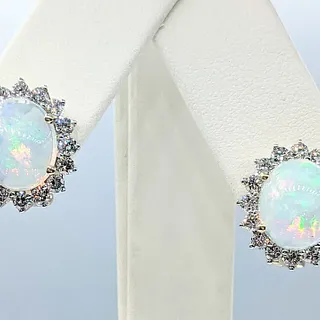 Sensational Ethiopian Opal & Diamond Earrings