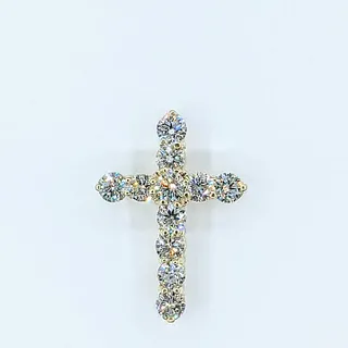 Traditional Diamond & 14K Gold Cross Pendant
