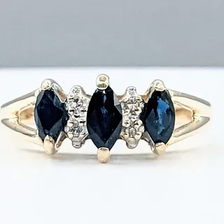 Vintage Marquise Cut Sapphire & Diamond Ring