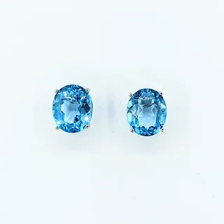 Fabulous Swiss Blue Topaz Stud Earrings