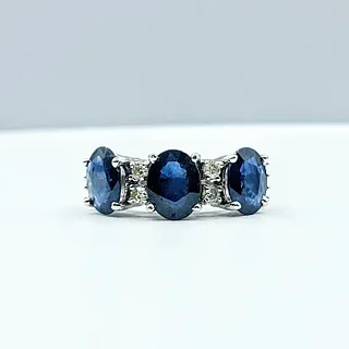 Rich Blue Sapphire & Diamond Dress Ring