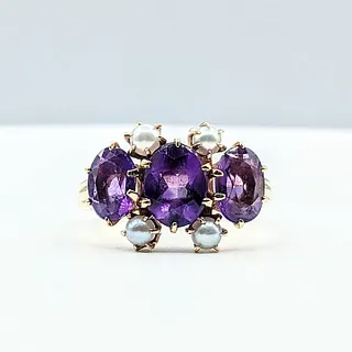 Unique Amethyst & Pearl Party Ring