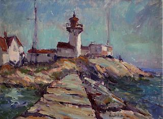 GRUPPE, Robert. Oil on Canvas "East Point Light".