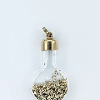 Stylish Glass Bottle Pendant with 14K Gold Shavings