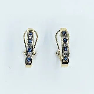 Understated Diamond & Sapphire "J" Hoop Earrings