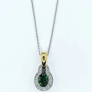 Vibrant Chrome Tourmaline & Diamond Pendant Necklace
