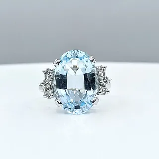 Fantastic Blue Topaz & Diamond Cocktail Ring