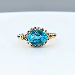 Ocean Blue Apatite & White Topaz Fashion Ring