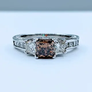 Princess Cut Champagne Diamond Ring