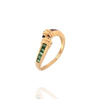 Emerald, Ruby and 14K Ring