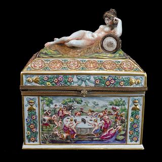 Antique French Porcelain Figural Box