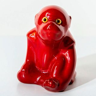 Bernard Moore Pottery Flambe Figurine, Monkey with Glass Eyes