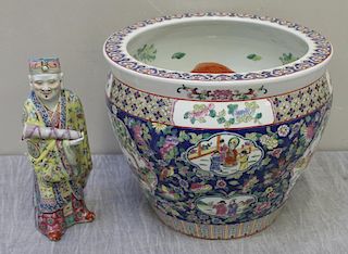 Vintage Chinese Enameled Porcelain Fish Bowl