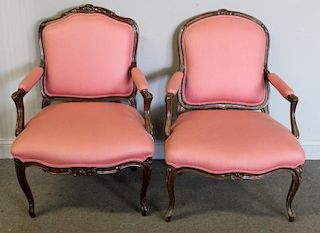 His and Her Louis XV Style Upholstered