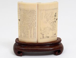CARVED AND ETCHED IVORY BOOK