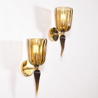 Pair of Murano Sconces, Manner of Archimede Seguso