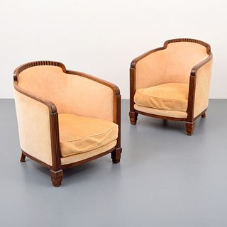 Pair of Art Deco Lounge Chairs, Manner of Andre Groult