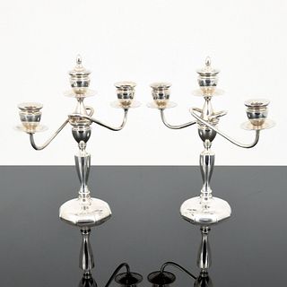 Pair of Sterling Silver Candelabras