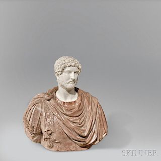 Italian School, 19th Century       Marble Bust of Hadrian