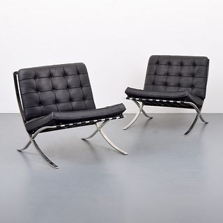 Mies van der Rohe Leather "Barcelona" Chairs, Knoll