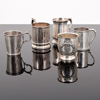 5 Silver Mugs / Cups; Gorham, Tiffany & Co...