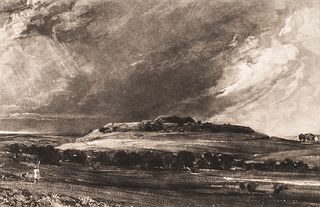David Lucas (British, 1802-1881) After John Constable (British, 1776-1837), Two Landscapes: Old Sarum (Mound of the City of Old Sarum - Thunder Clouds