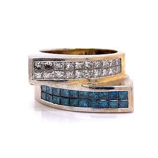 2.5ctw Blue & white Diamonds 18k Gold Ring