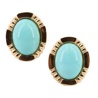 Turquoises & 14k yellow Gold clip earrings