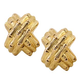 Bamboo 14k Gold Clip Earrings