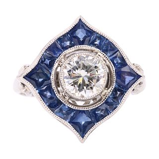 1.80ctw Diamonds, Sapphires & Platinum Target Ring