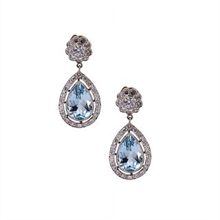 7.86ctw Aquamarines, Diamonds & Platinum Earrings