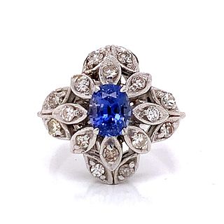 Sapphire and Diamonds Platinum Ring