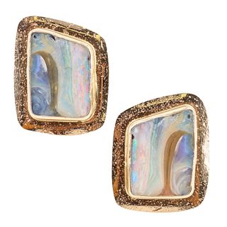 Boulder Opal 14k Gold Earrings