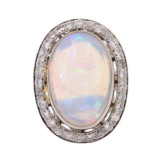 10.15ctw Diamonds, Opal & Platinum Ring