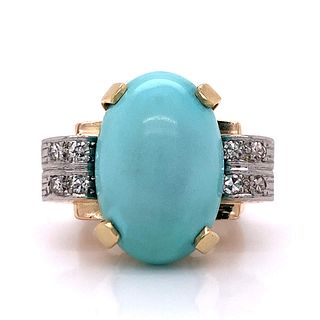 Turquoise & Diamonds 18k Gold Ring
