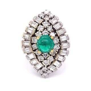5.0 Ctw Emerald & Diamonds 18k Gold Ring