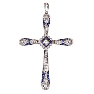 Diamonds, Sapphires & Platinum Art Deco Cross